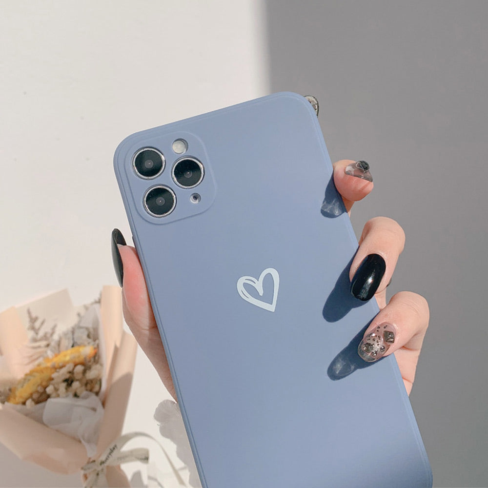 auramma-collections-plain-matte-line-heart-elegant-blue-TPU-phone-case